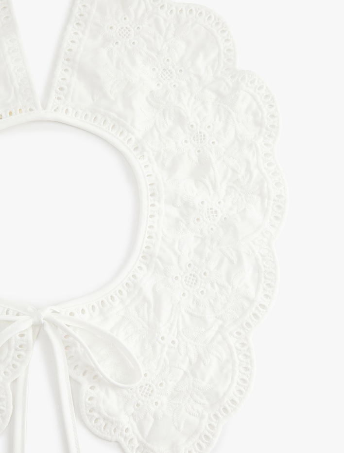 Kadın Bağcıklı İşlemeli Fisto Çıkarılabilir Yaka