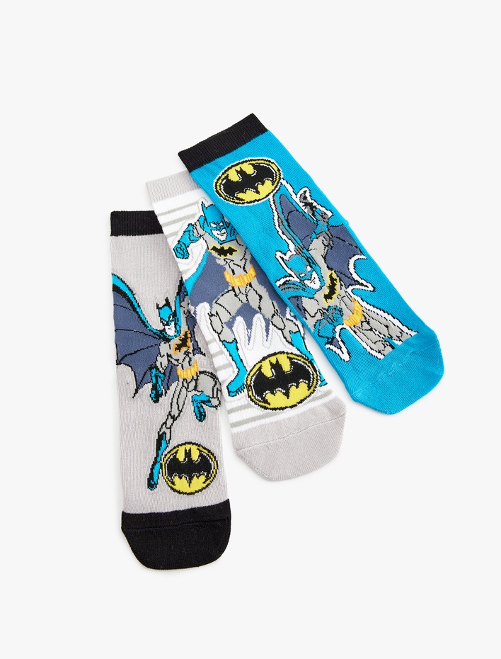 Erkek Çocuk 3'lü Batman Baskılı Çorap Seti Lisanslı
