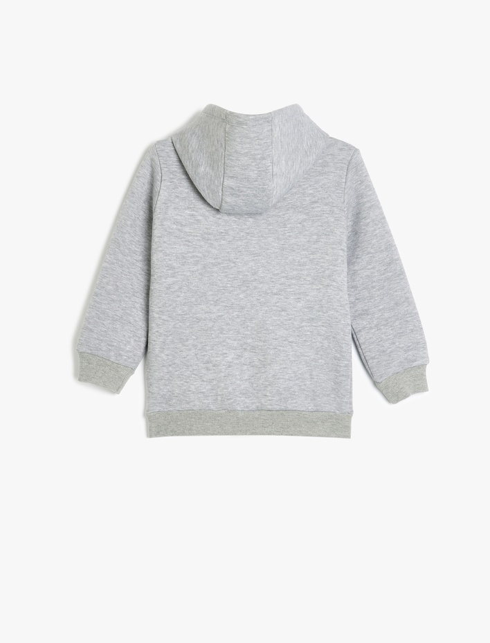 Erkek Çocuk Kanguru Cepli Uzun Kollu Şardonlu Basic Kapşonlu Sweatshirt