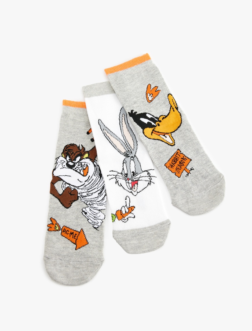  Erkek Çocuk 2'li Bugs Bunny Baskılı Çorap Seti Lisanslı