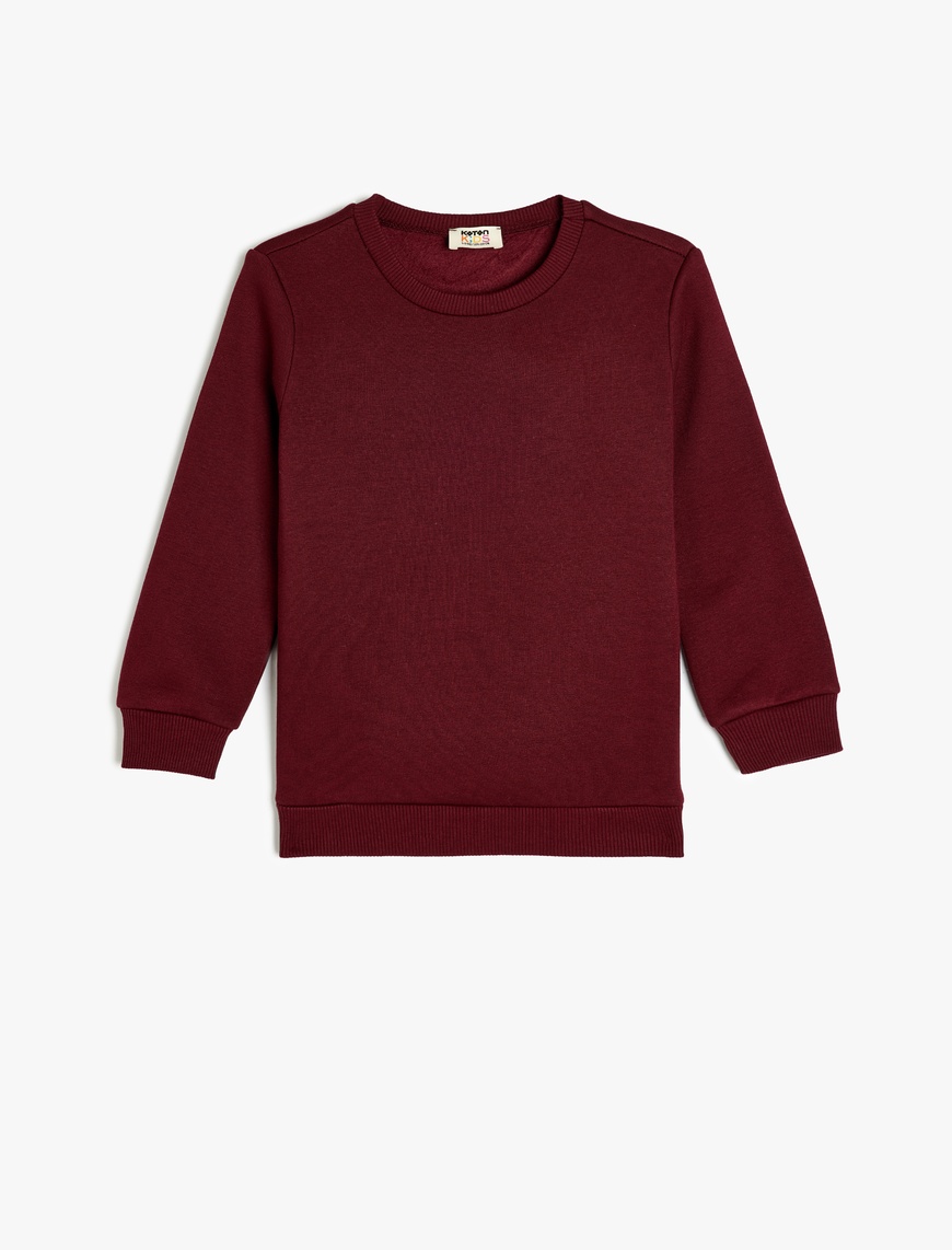  Erkek Çocuk Pamuklu Bisiklet Yaka Uzun Kollu Basic Sweatshirt