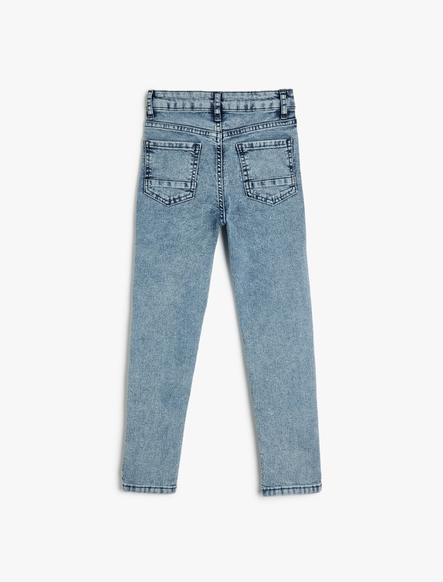 Ayarlanabilir Lastikli Pamuklu Denim Pantolon_1