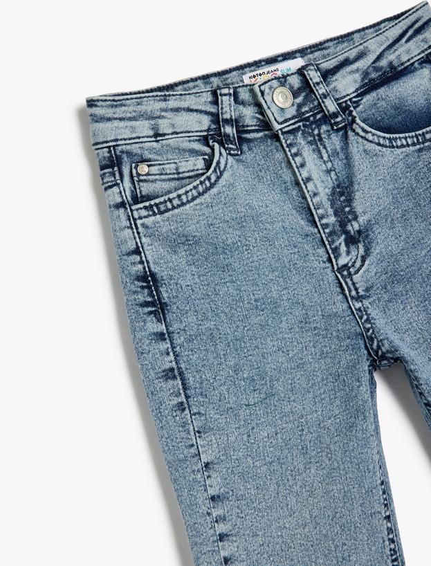 Ayarlanabilir Lastikli Pamuklu Denim Pantolon_2
