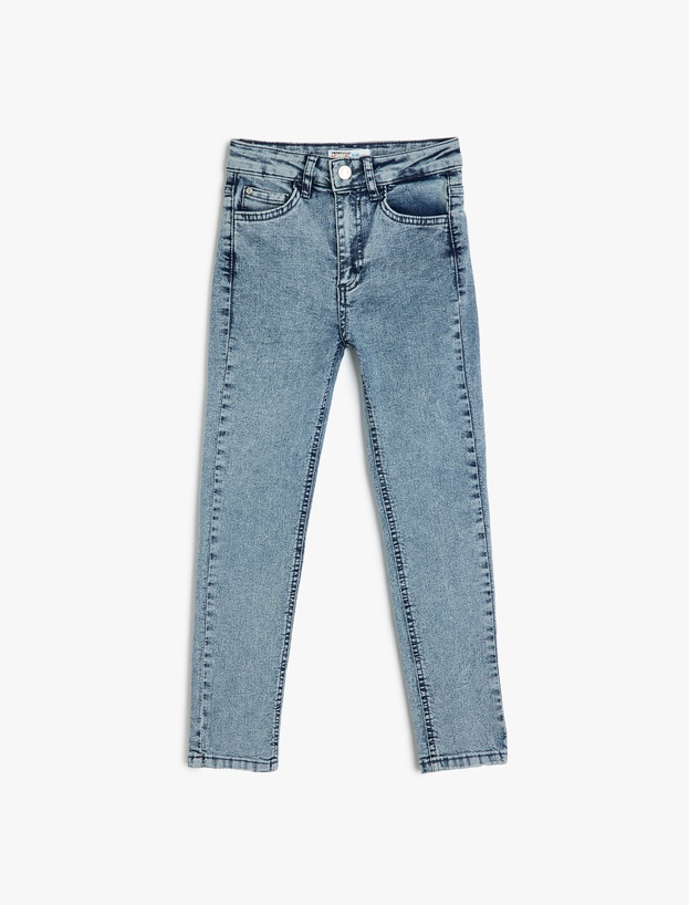 Ayarlanabilir Lastikli Pamuklu Denim Pantolon_0
