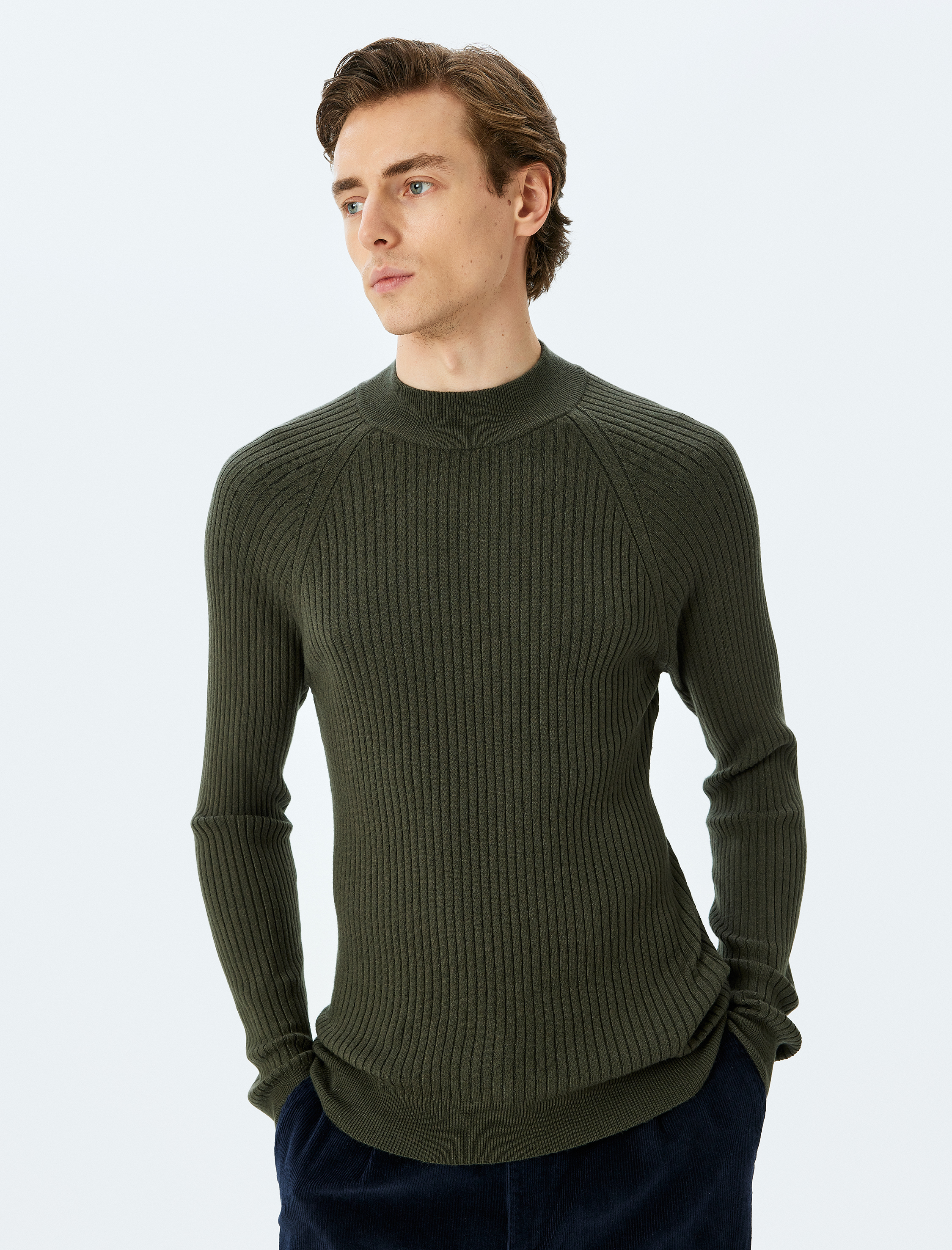   Yarım Balıkçı Yaka Kazak Triko Basic Uzun Kollu