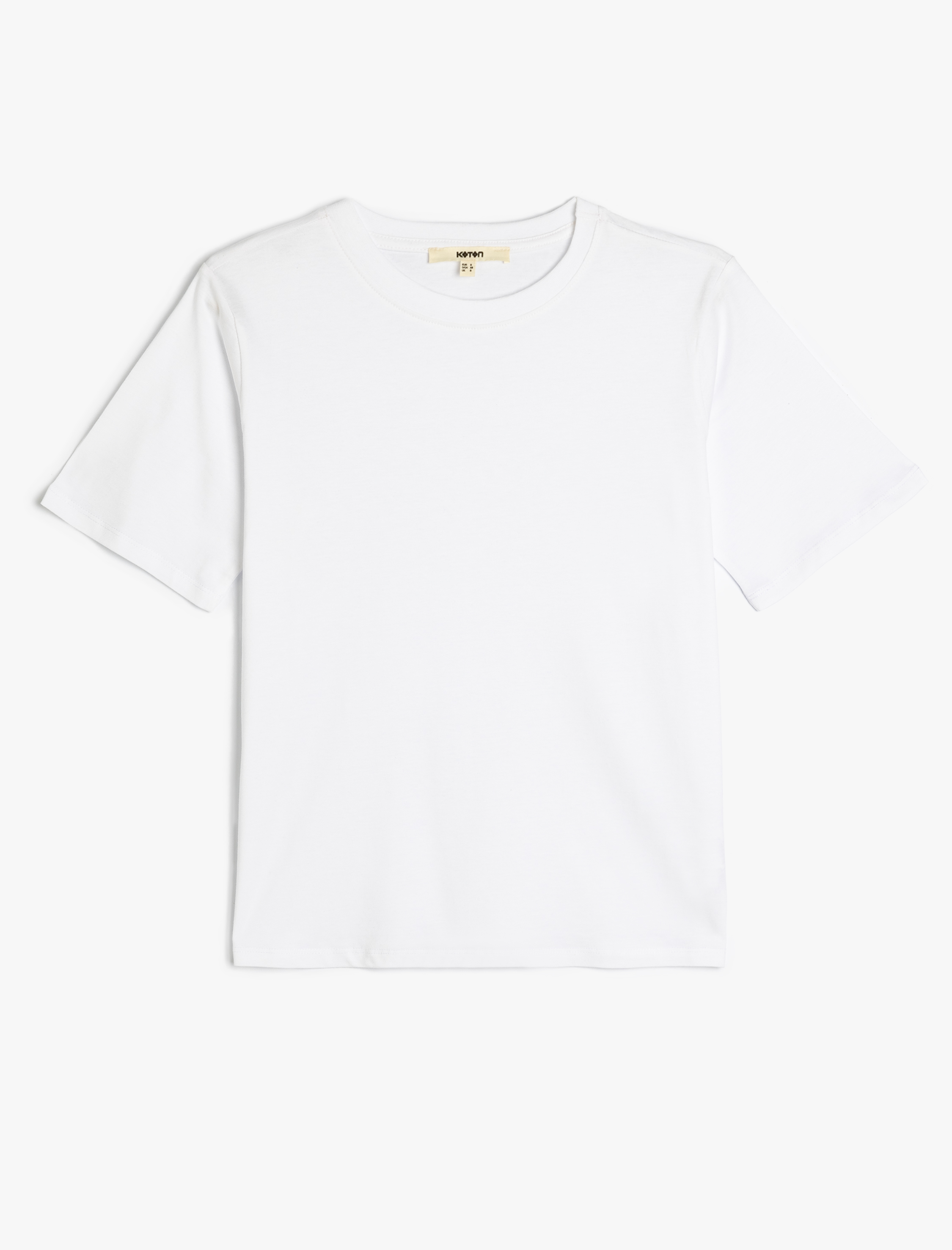 Koton Kadın Regular Fit Kısa Kollu Bisiklet Yaka Pamuklu Basic Tişört -1