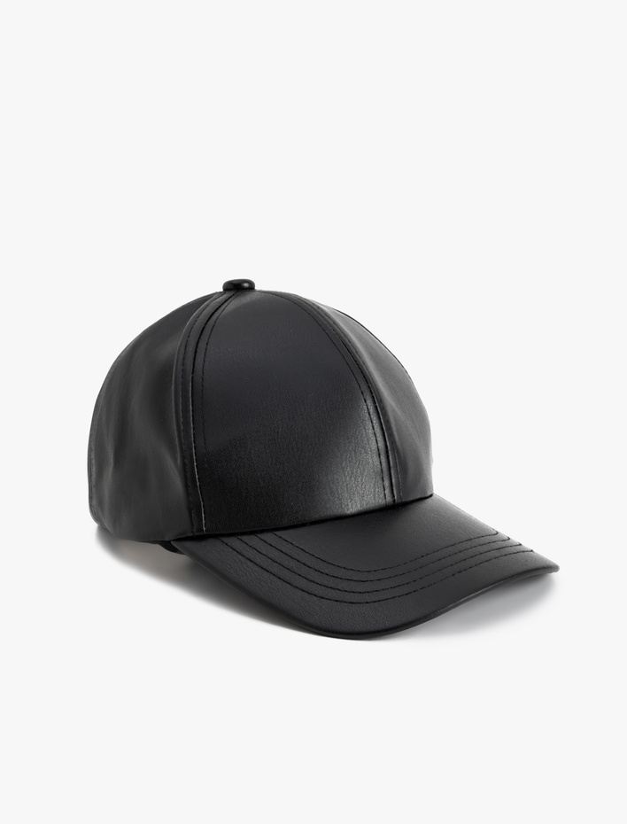 Kadın Deri Görünümlü Kep Şapka