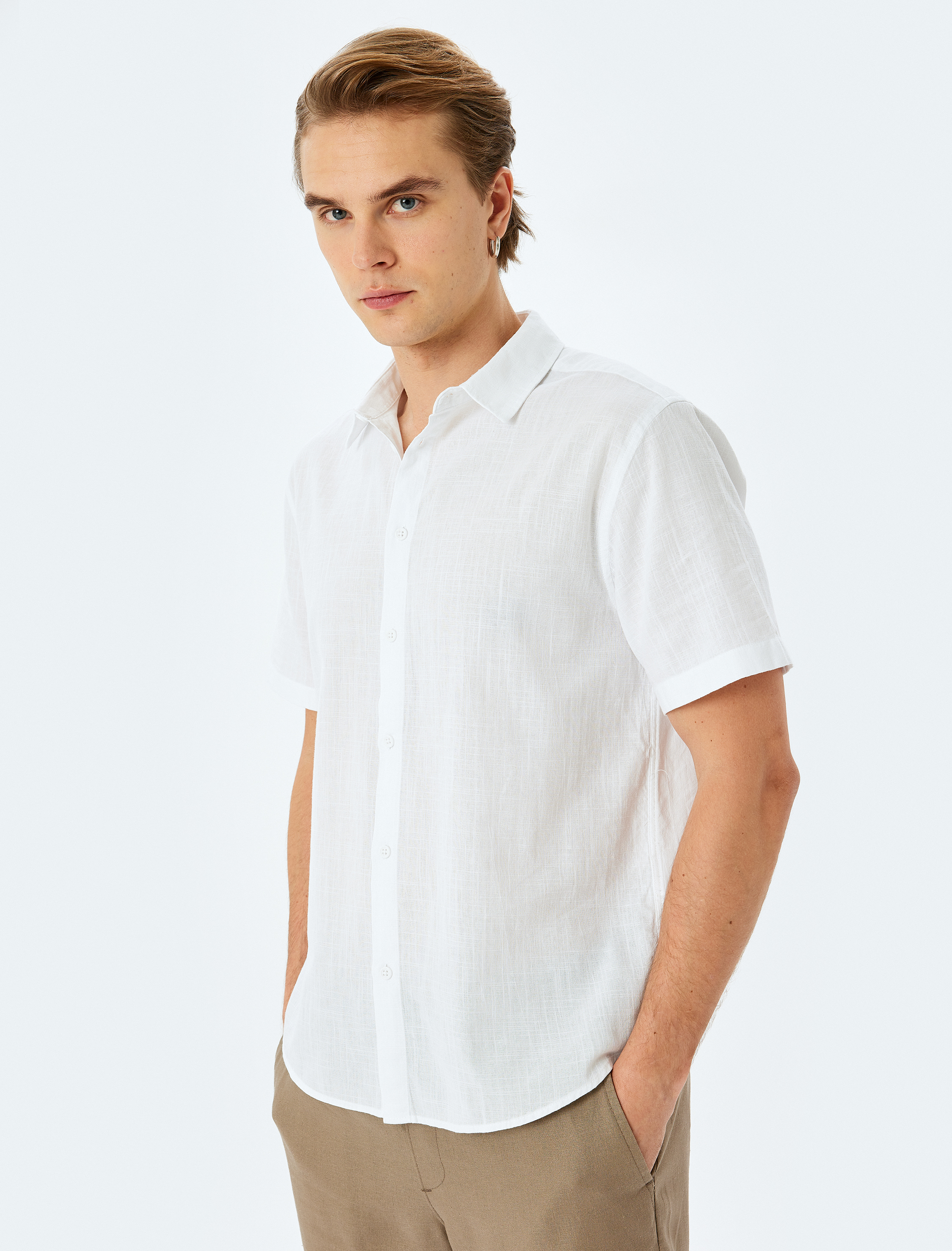   Kısa Kollu Pamuklu Regular Fit Klasik Gömlek