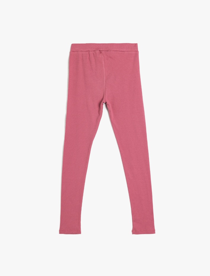 Kız Çocuk Pamuklu Beli Lastikli Etiket Detaylı Basic Tayt