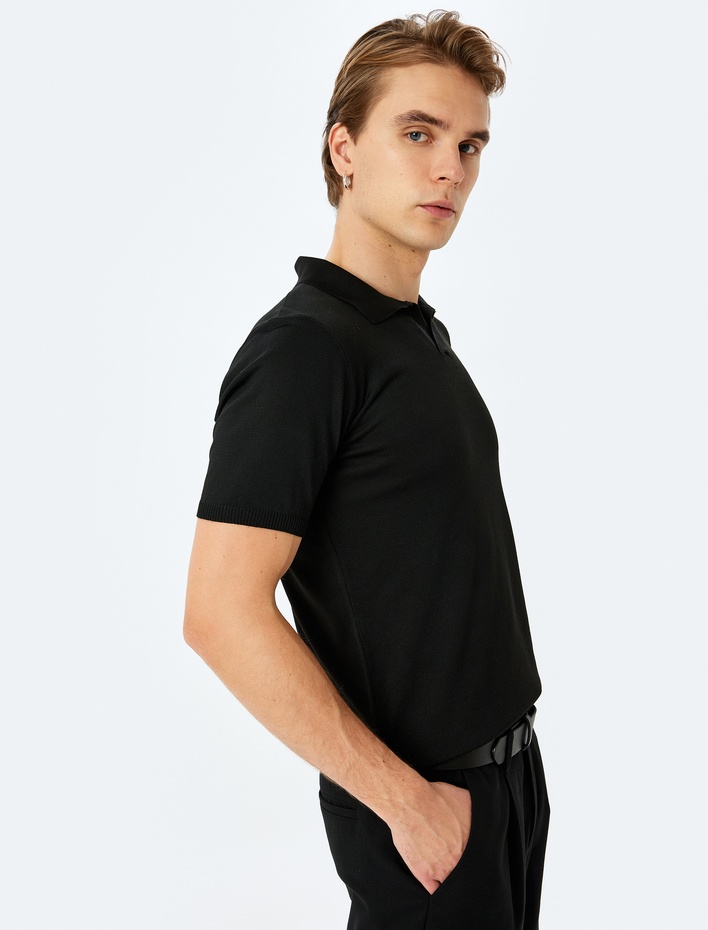  Slim Fit Polo Yaka Kısa Kollu Triko Tişört