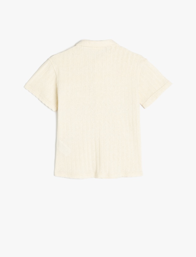 Kısa Kollu Pamuklu Polo Yaka Oversize Tişört_1