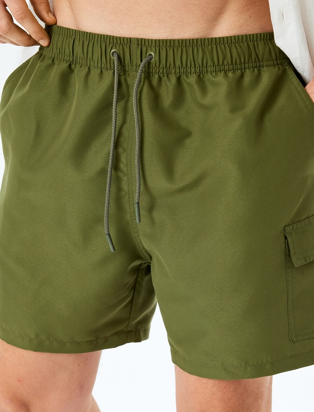 Beli Bağcıklı Cep Detaylı Oversize Deniz Şortu_4