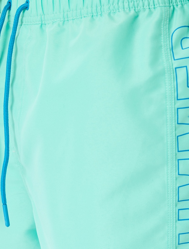 Slogan Baskılı Beli Bağcıklı Oversize Deniz Şortu_5