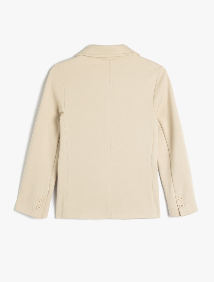 Erkek Çocuk Düğme Detaylı Uzun Kollu Pamuklu Blazer Ceket