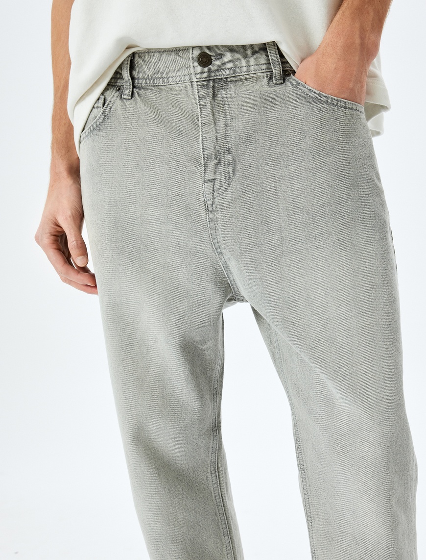   Pamuklu Cep Detaylı Loose Fit Jean Pantolon