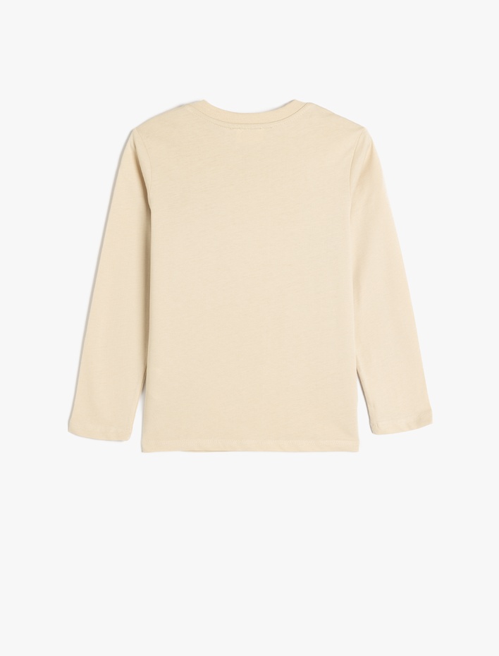 Erkek Çocuk Bisiklet Yaka Uzun Kollu Pamuklu Baskı Detaylı Tişört