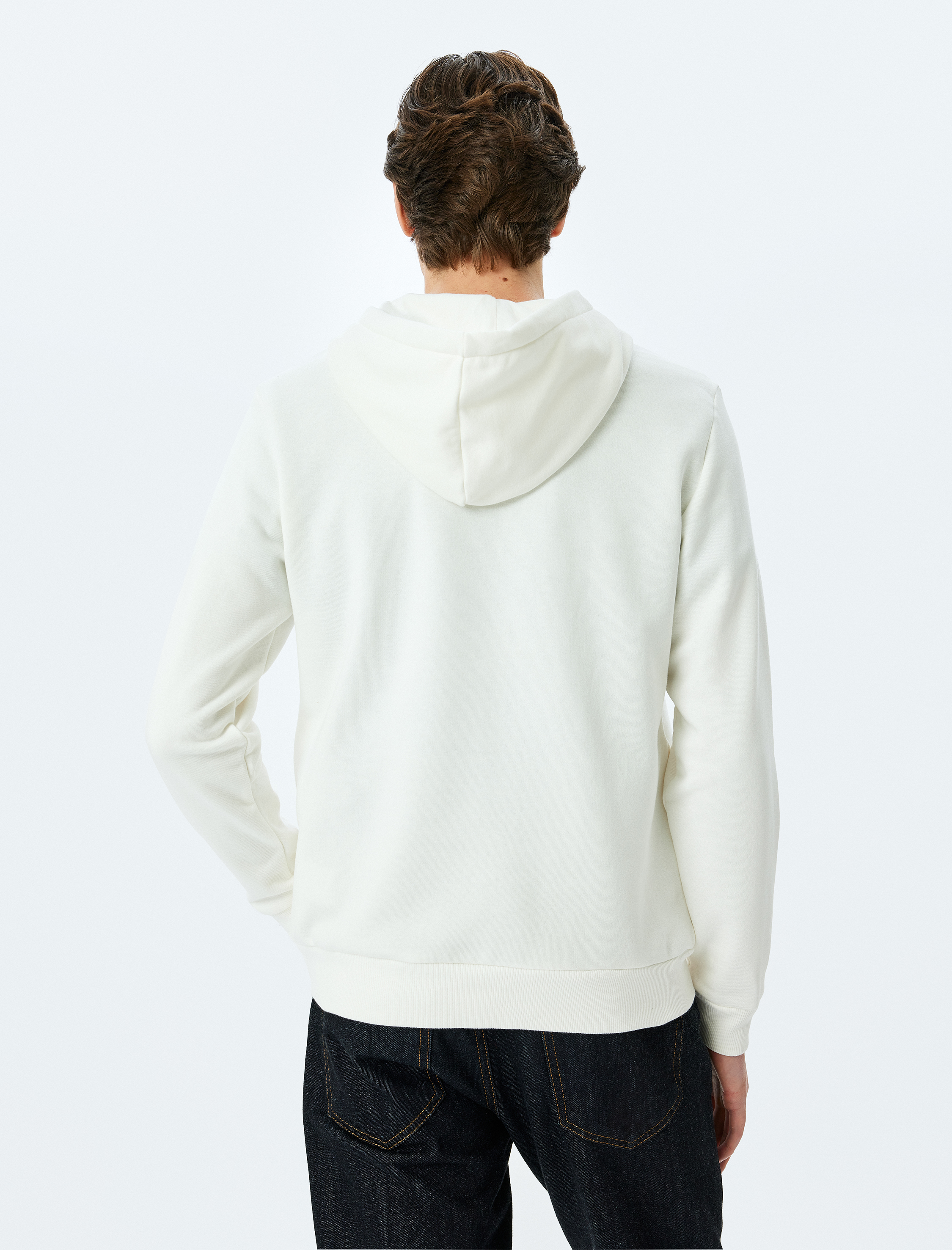   Kapşonlu Pamuk Karışımlı Şardonlu Basic Yarım Fermuarlı Sweatshirt