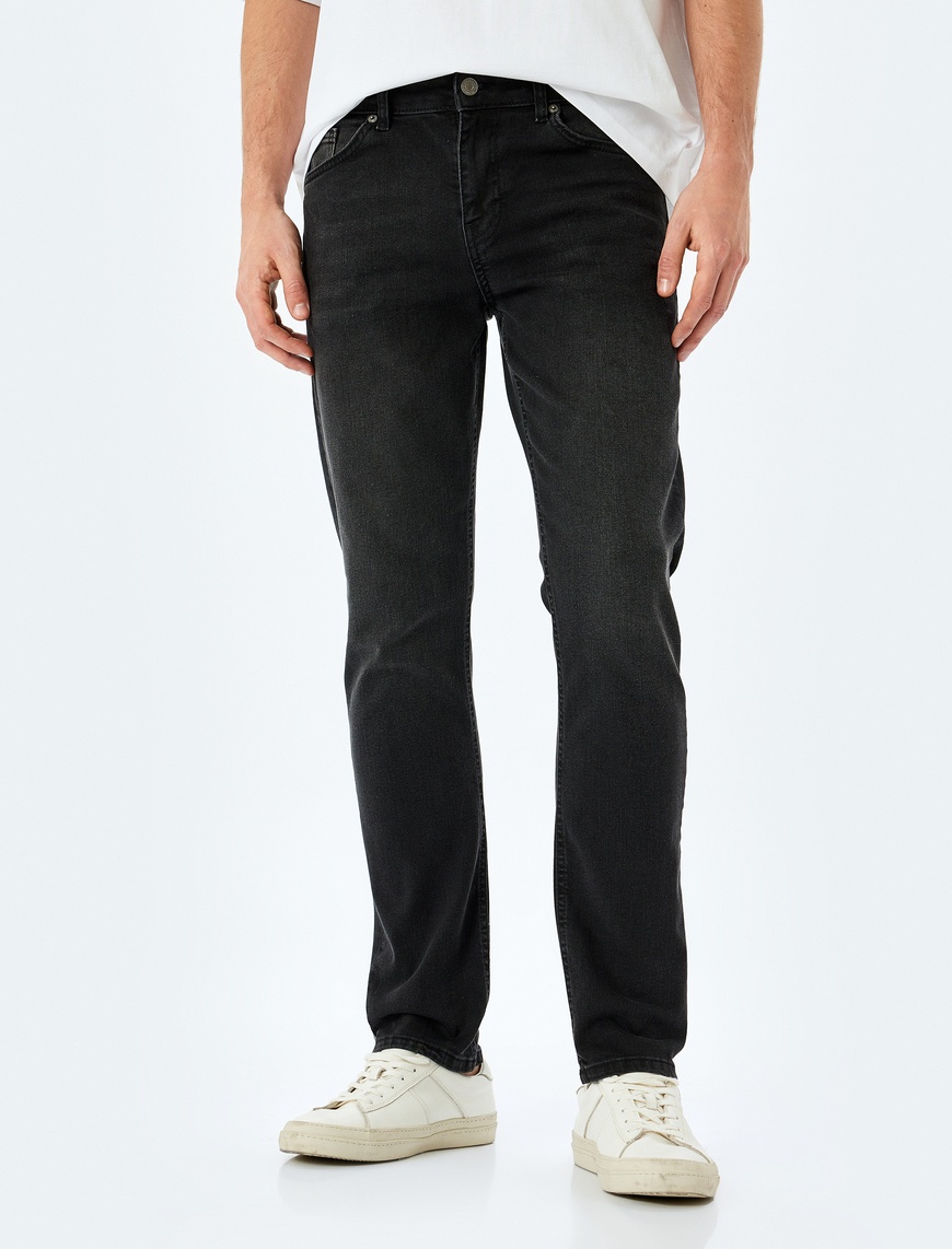   Normal Bel Cepli Pamuklu Slim Fit Kot Pantolon - Brad Jean