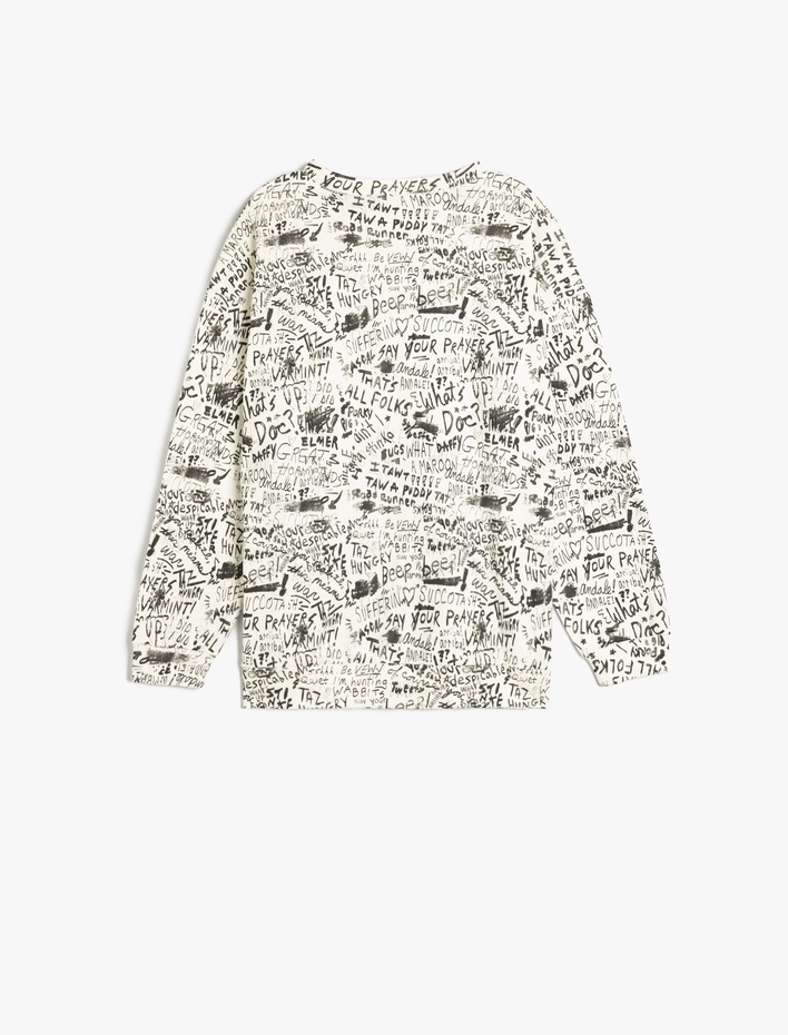 Erkek Çocuk Bugs Bunny Lisanslı Pamuklu Baskılı Uzun Kollu Oversize Sweatshirt