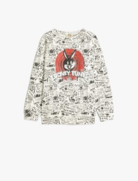 Bugs Bunny Lisanslı Pamuklu Baskılı Uzun Kollu Oversize Sweatshirt