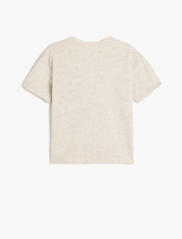 Slogan Baskılı Bisiklet Yaka Kısa Kollu Oversize Tişört_1