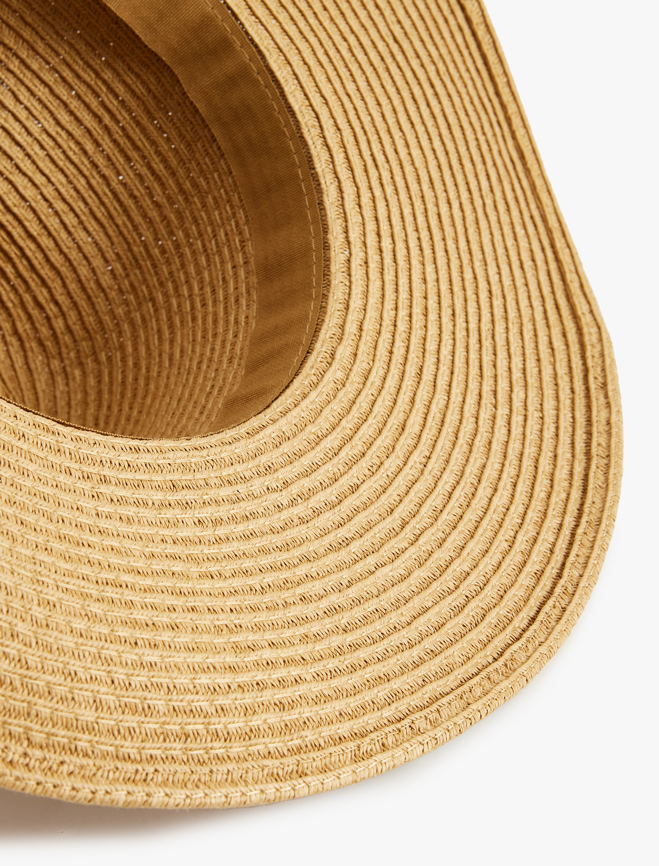  Kadın Bant Detaylı Hasır Fötr Şapka