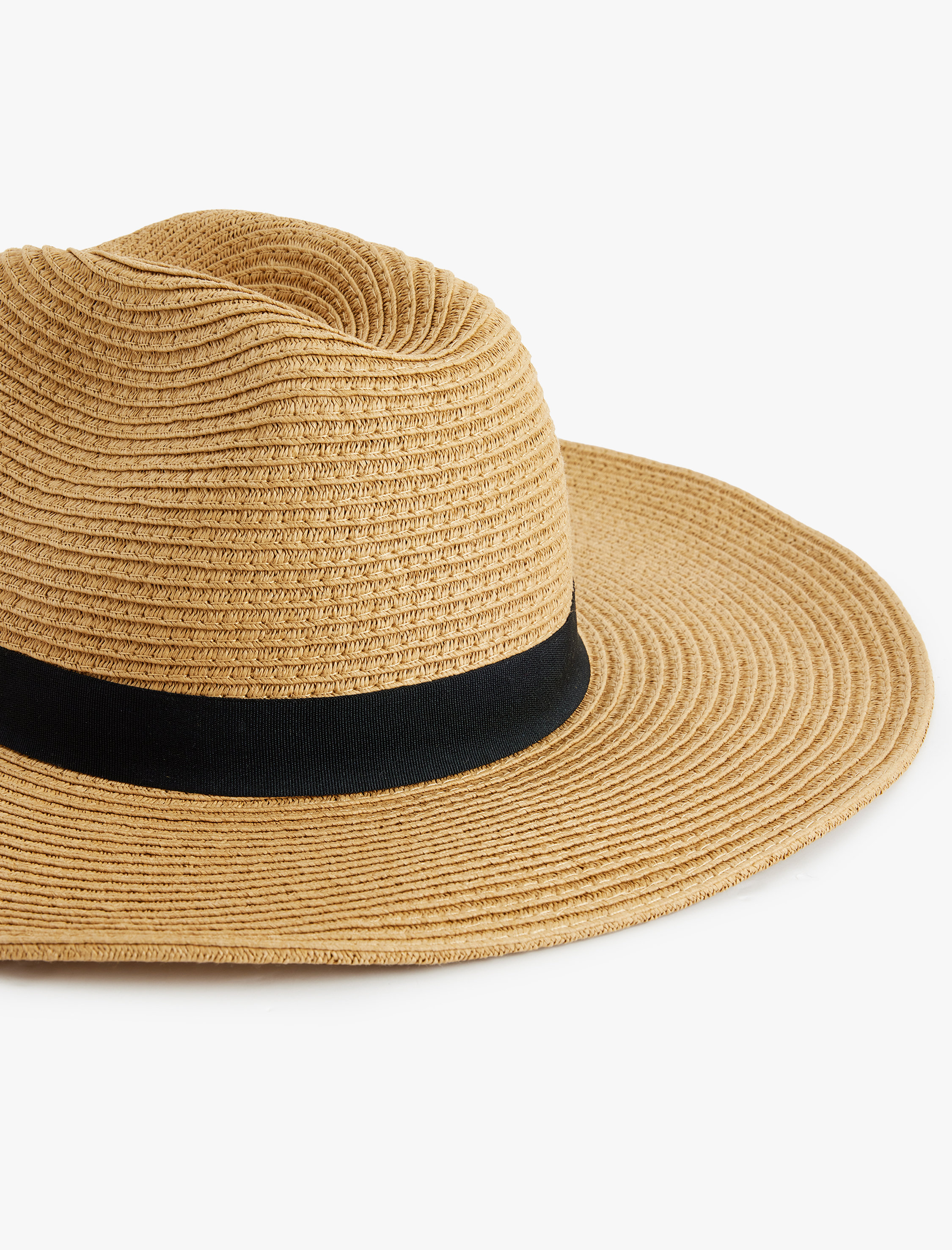  Kadın Bant Detaylı Hasır Fötr Şapka