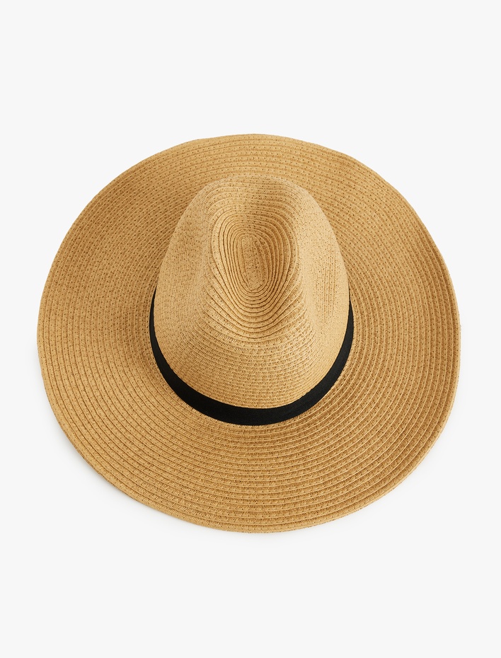 Kadın Bant Detaylı Hasır Fötr Şapka