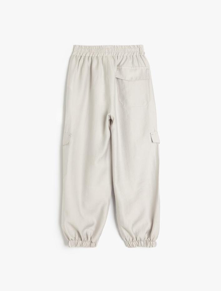 Kız Çocuk Cep Detaylı Beli Lastikli Kargo Jogger Pantolon