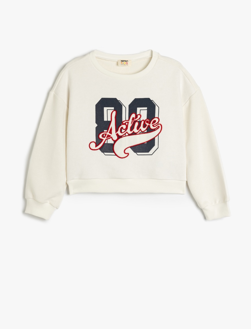  Kız Çocuk Baskılı Uzun Kollu Bisiklet Yaka Oversize Sweatshirt