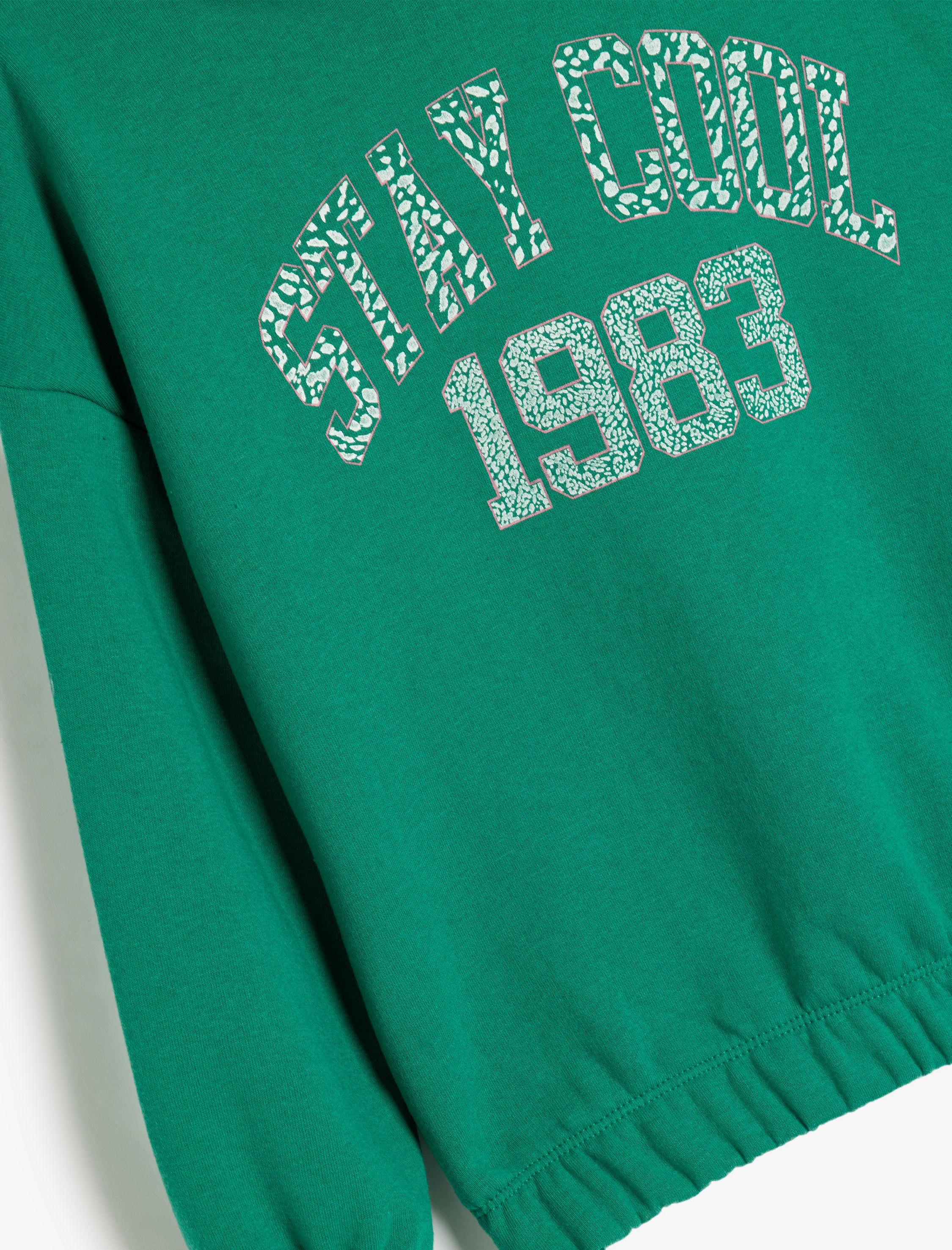  Kız Çocuk Slogan Baskılı Uzun Kollu Şardonlu Kapşonlu Sweatshirt