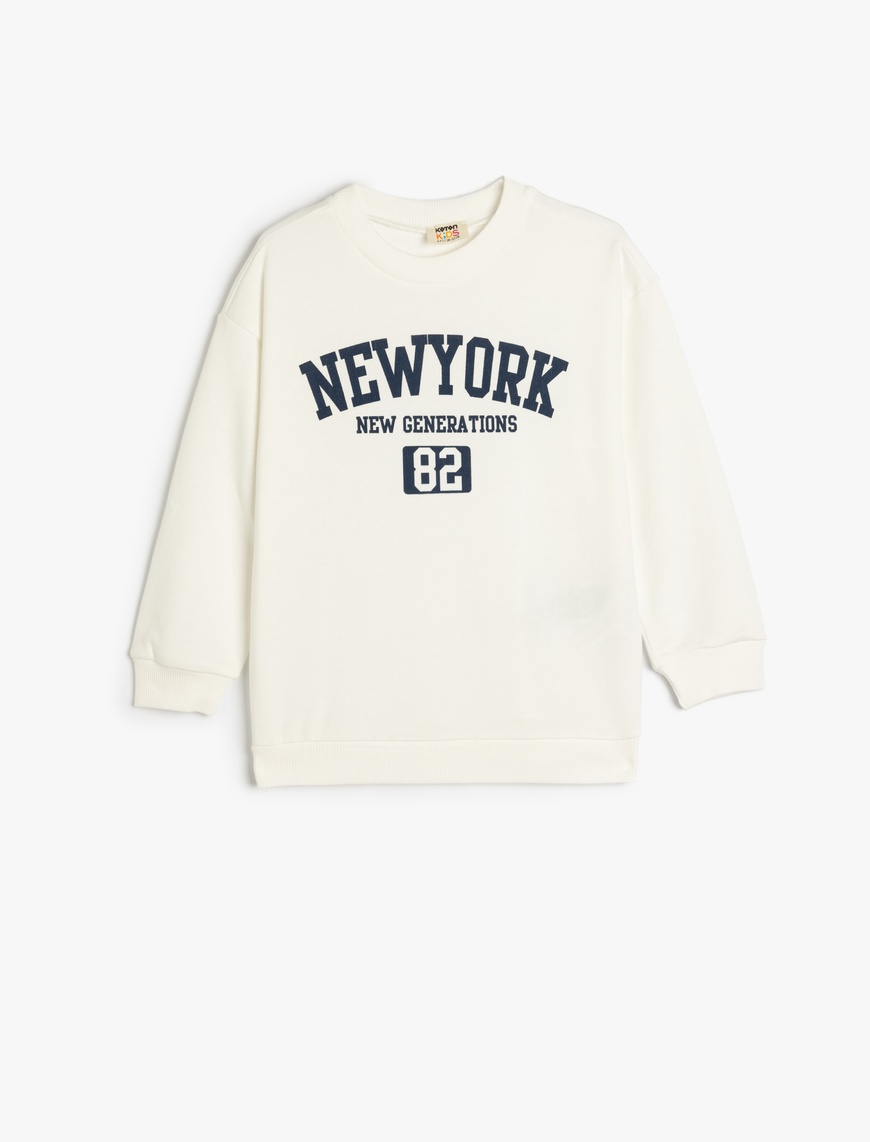  Erkek Çocuk New York Baskılı Uzun Kollu Bisiklet Yaka Oversize Sweatshirt