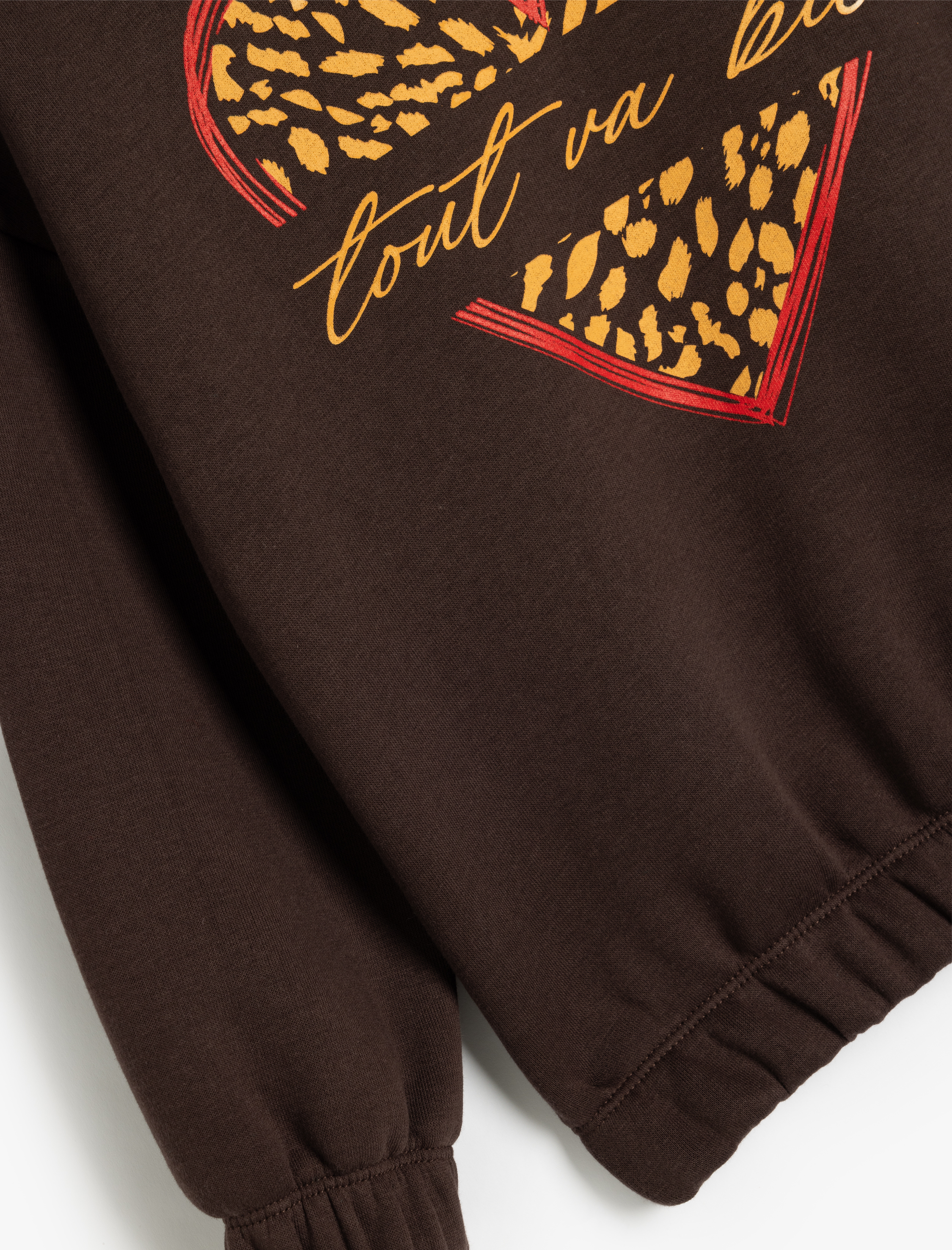  Kız Çocuk Uzun Kollu Kalp Baskılı Şardonlu Kapşonlu Sweatshirt