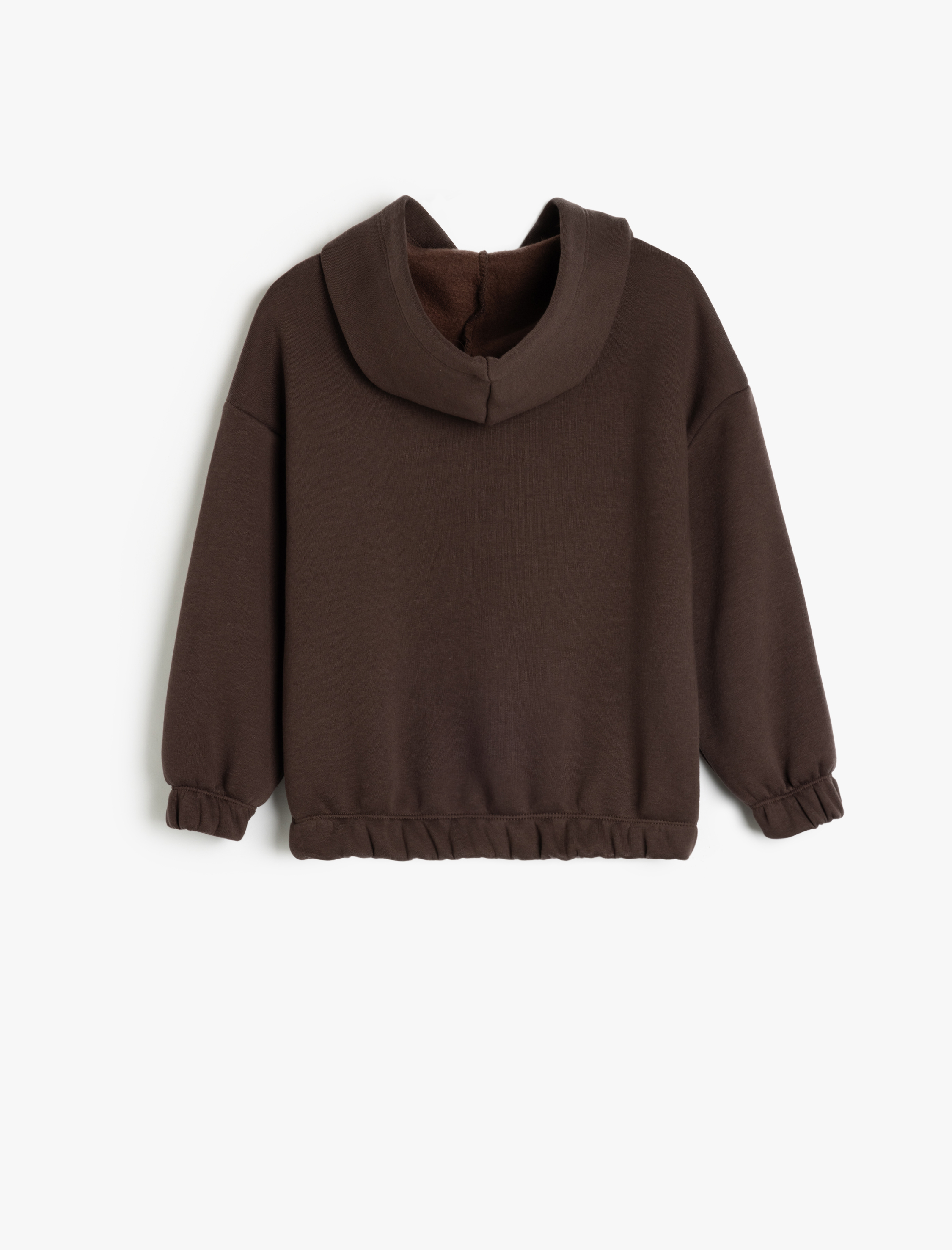  Kız Çocuk Uzun Kollu Kalp Baskılı Şardonlu Kapşonlu Sweatshirt