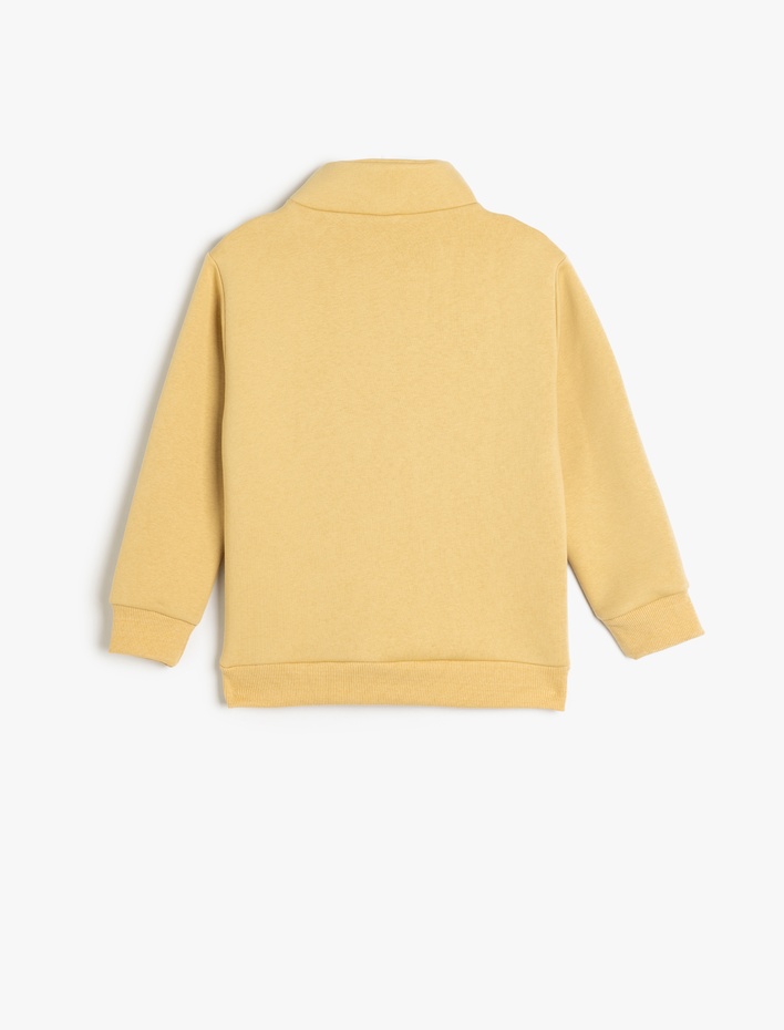 Erkek Çocuk Dik Yaka Yarım Fermuar Detaylı Uzun Kollu Şardonlu Basic Sweatshirt