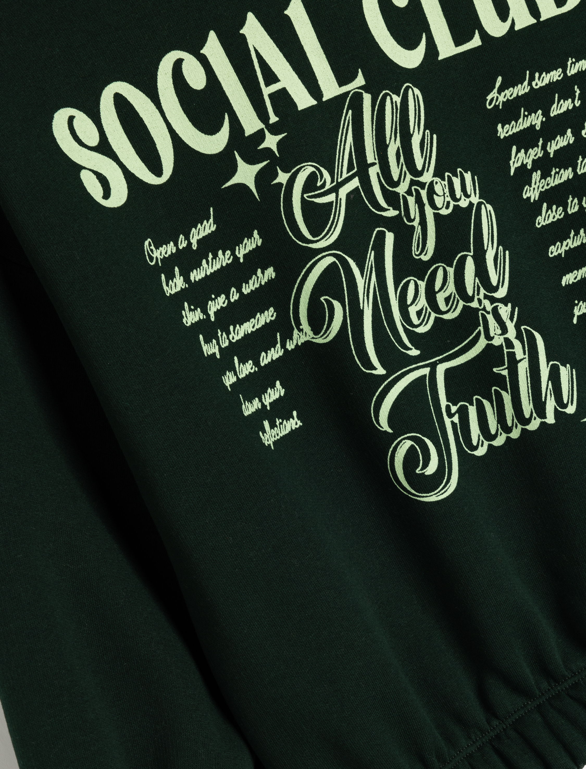  Kız Çocuk Kapşonlu Slogan Baskılı Uzun Kollu Pamuklu Şardonlu Sweatshirt