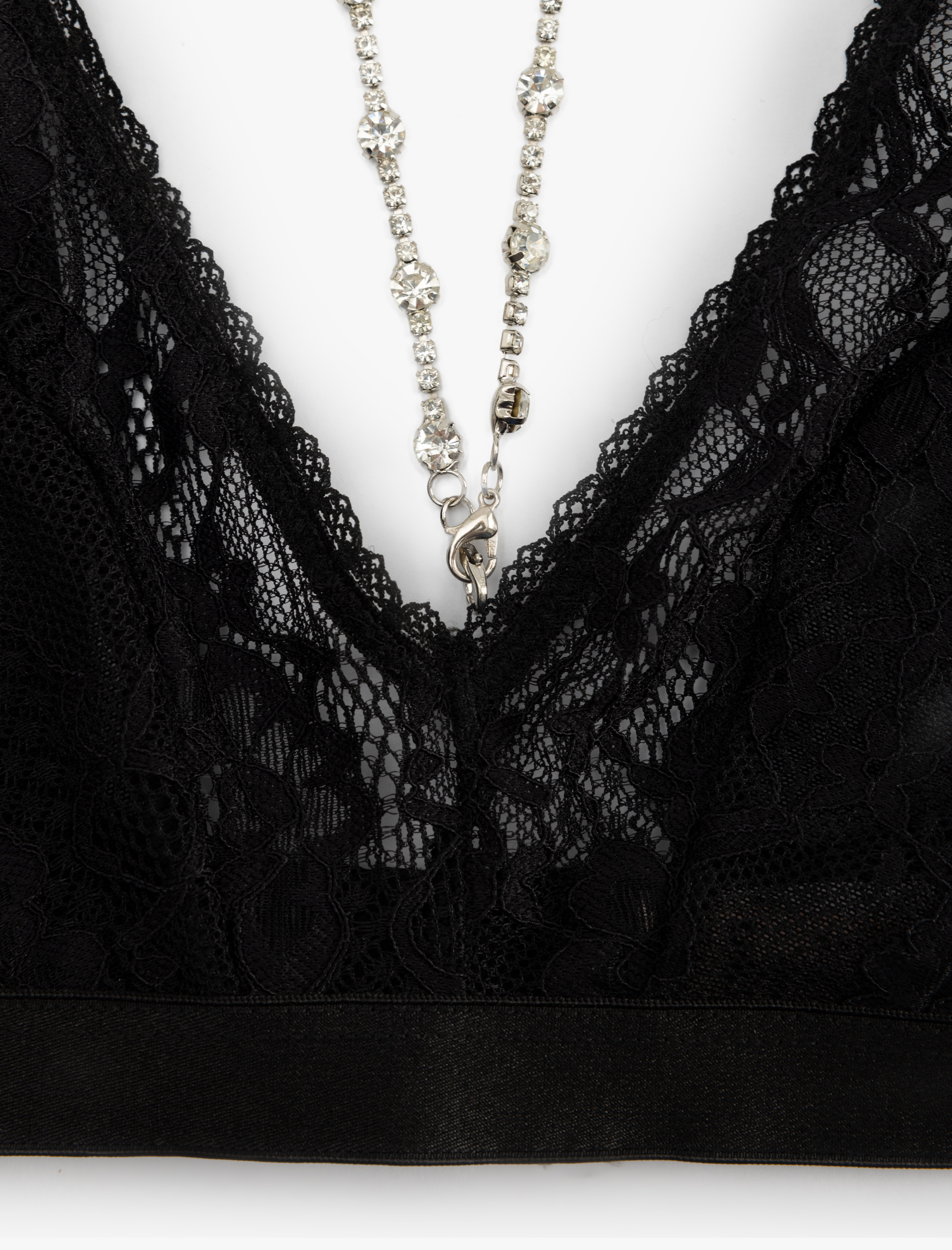   Çıkarılabilir Vücut Kolye Detaylı Balensiz Dolgusuz Dantelli Bralet