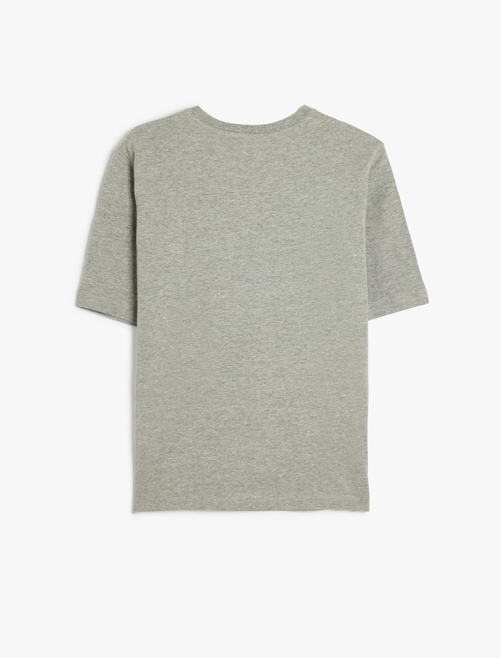  Pamuklu Bisiklet Yaka Kısa Kollu Basic Tişört