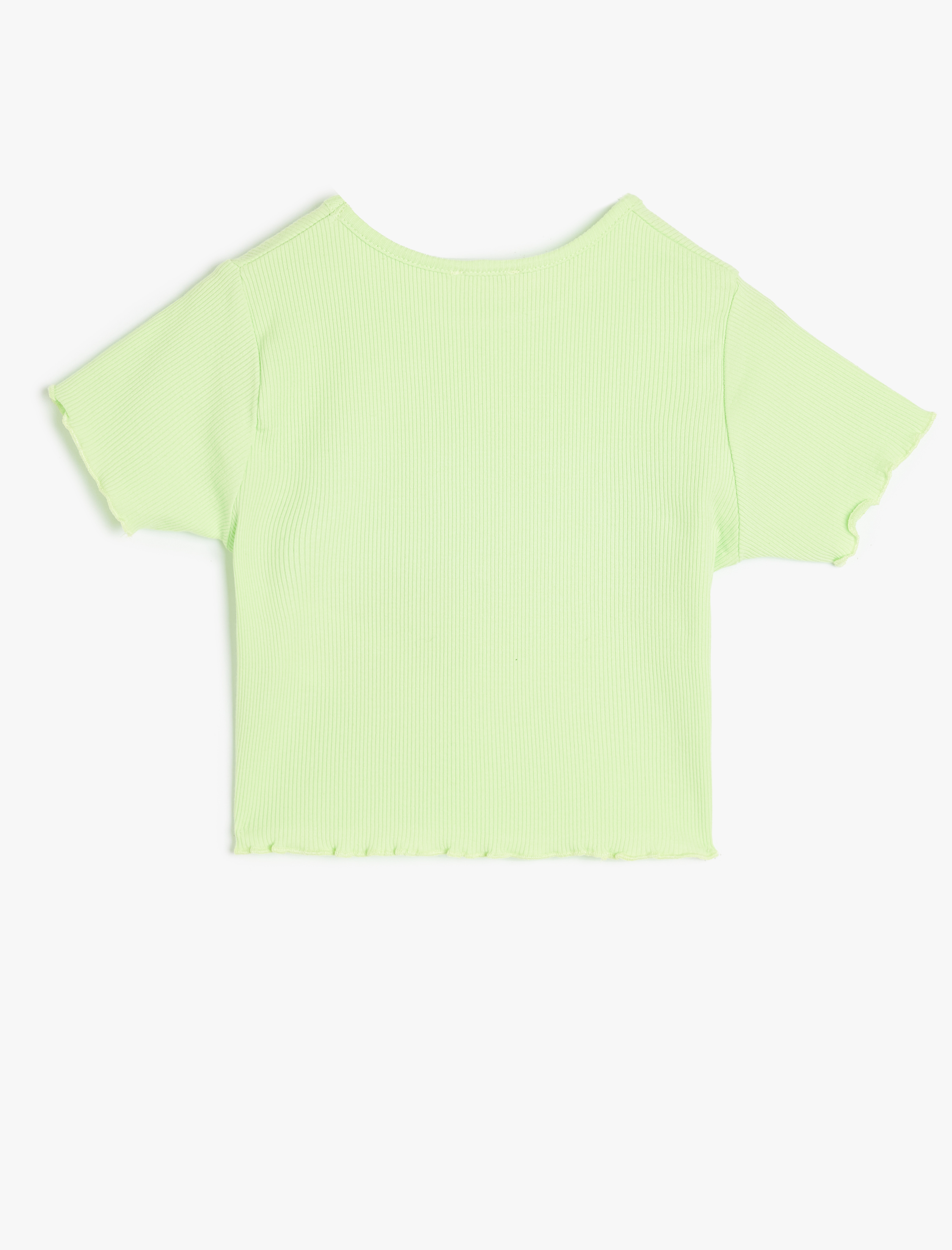  Kız Çocuk Köpek Baskılı Pamuklu Pamuklu Crop Tişört