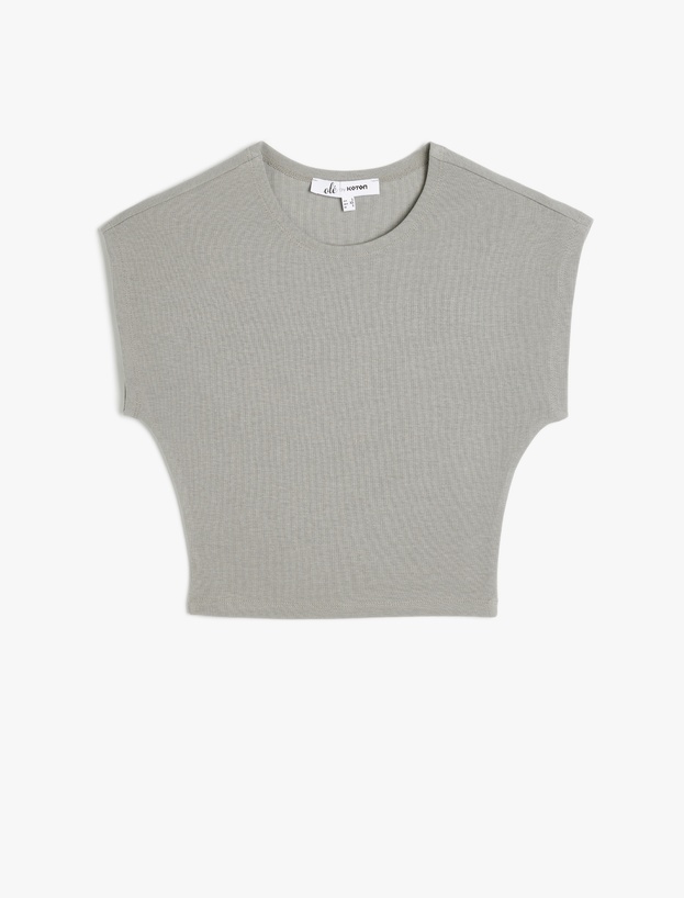 Bisiklet Yaka Kolsuz Modal Karışımlı Slim Fit Crop Tişört_0