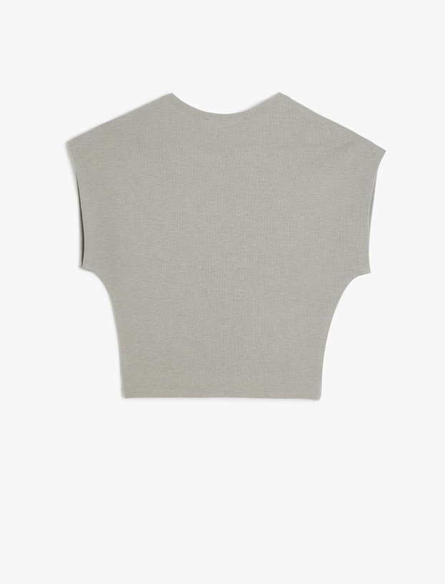 Bisiklet Yaka Kolsuz Modal Karışımlı Slim Fit Crop Tişört_1