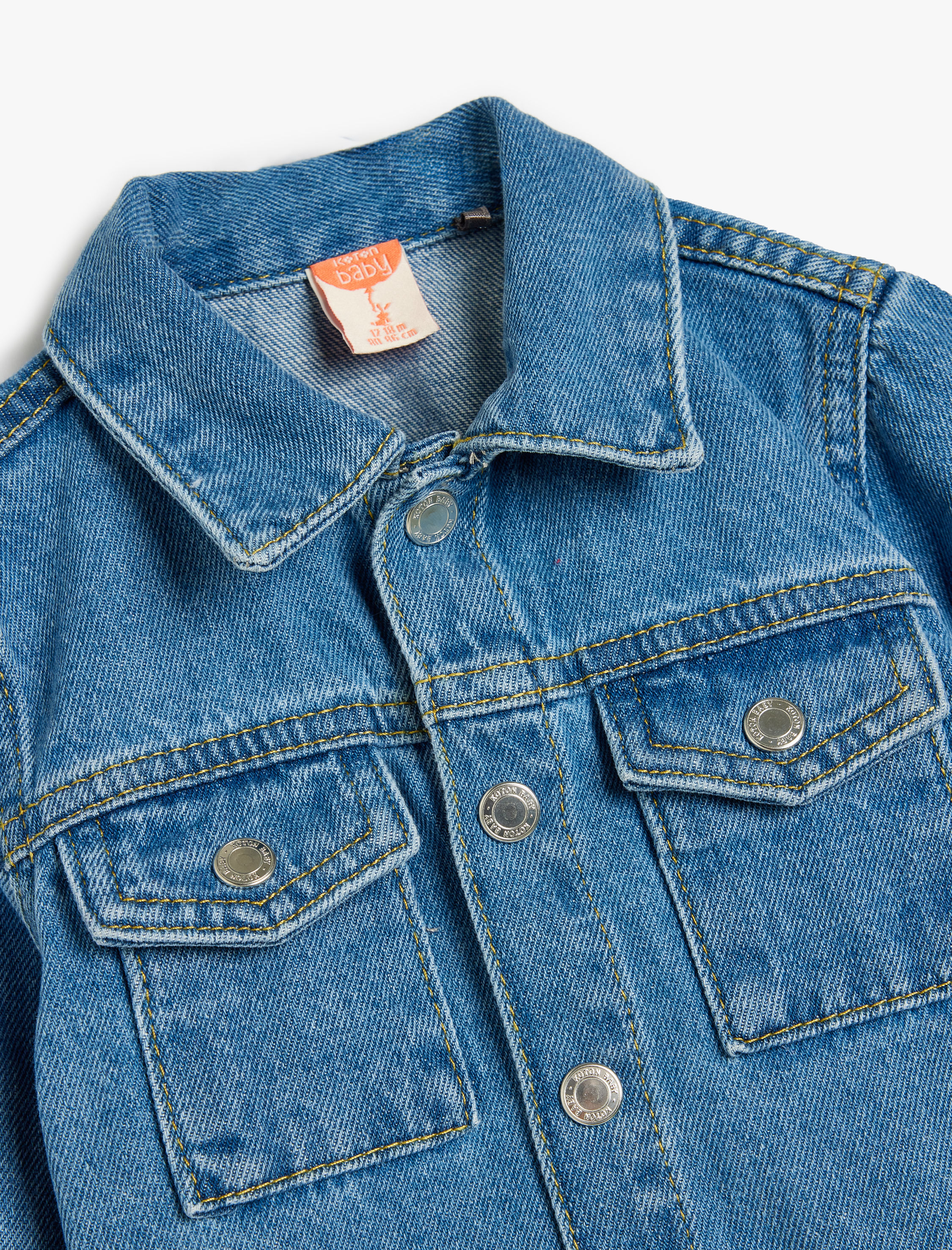  Erkek Bebek Pamuklu Uzun Kollu Cep Detaylı Düğmeli Denim Ceket