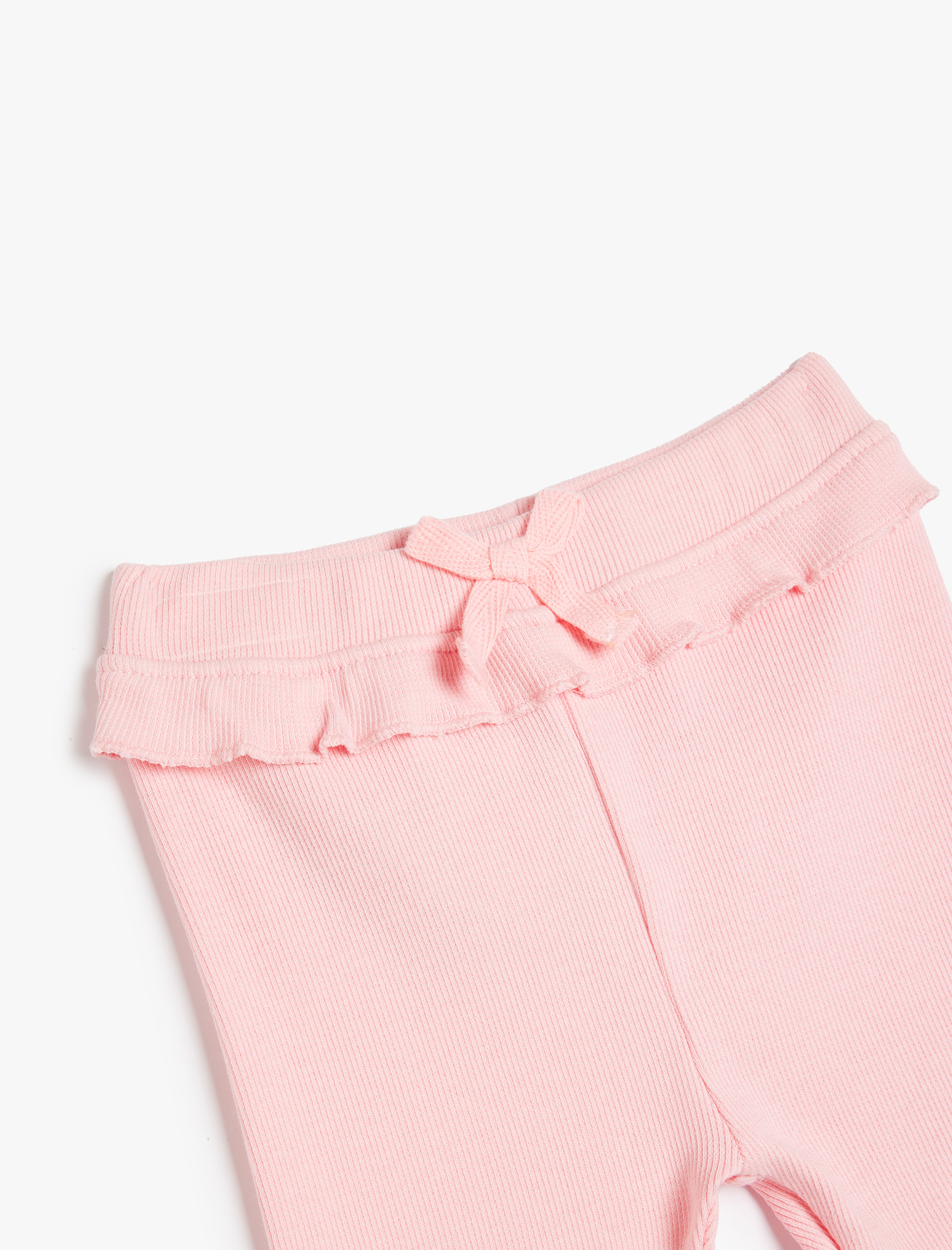  Kız Bebek Fiyonk Detaylı Pamuklu Fırfır Detaylı Beli Lastikli Tayt