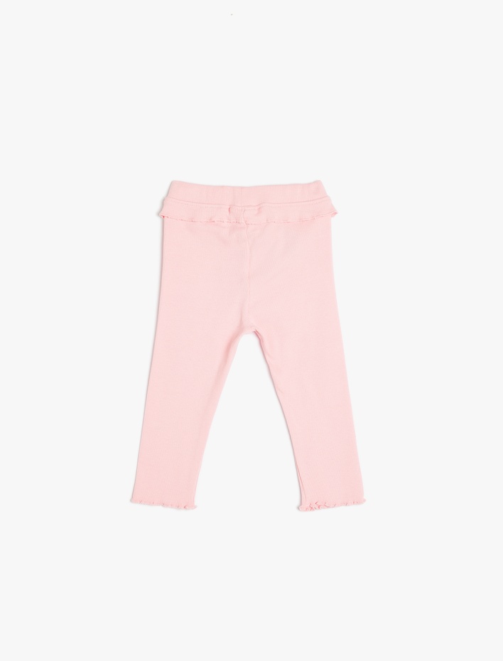 Kız Bebek Fiyonk Detaylı Pamuklu Fırfır Detaylı Beli Lastikli Tayt