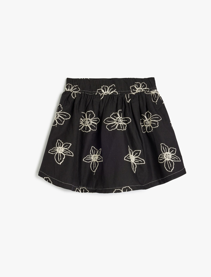 Kız Çocuk Pamuklu Çiçek Desenli A Kesim Etek