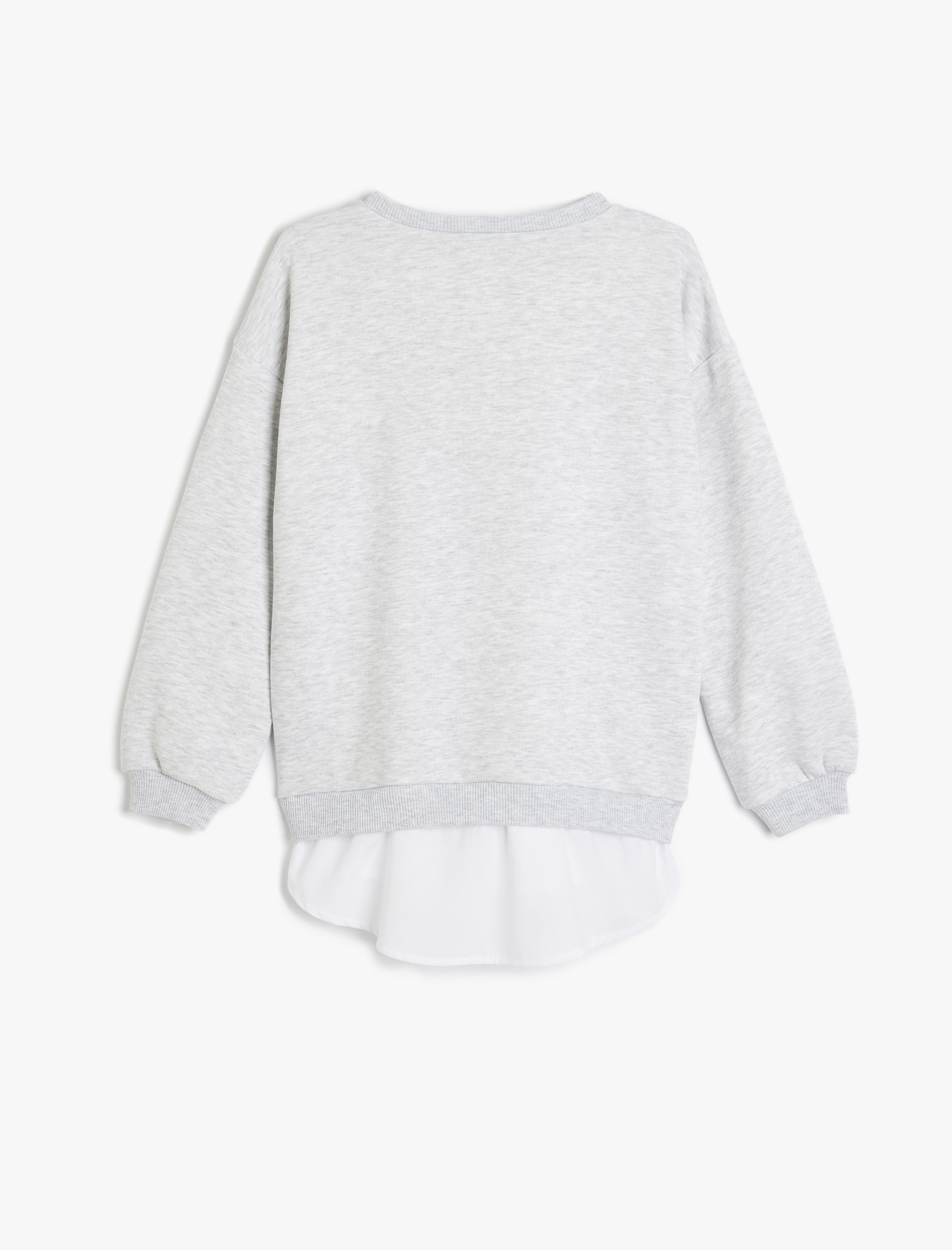  Kız Çocuk Slogan Baskılı Bisiklet Yaka Uzun Kollu Şardonlu Oversize Sweatshirt