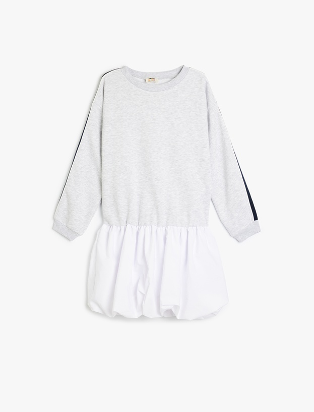 Bisiklet Yaka Uzun Kollu Sweat Elbise_0