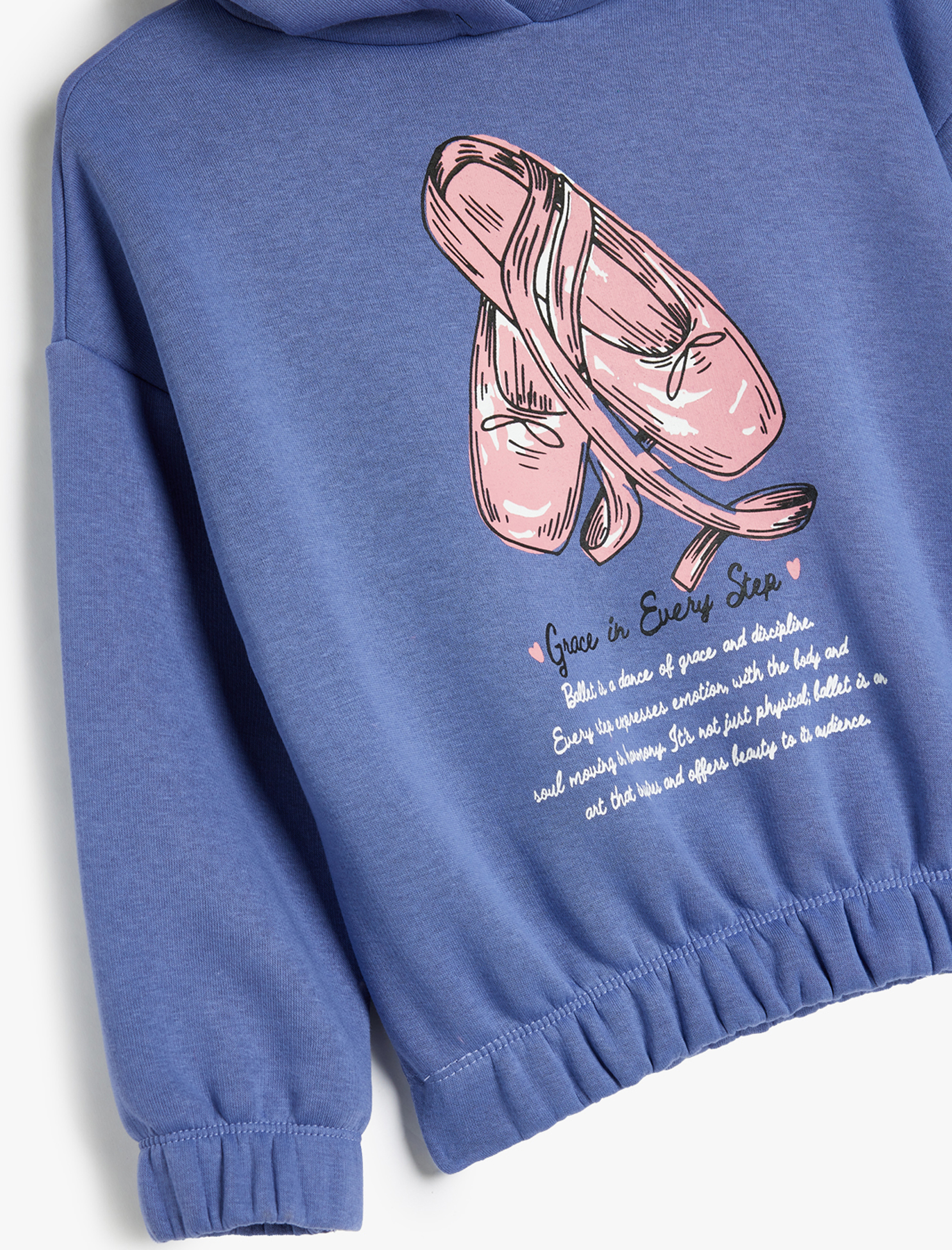 Kız Çocuk Uzun Kollu Bisiklet Yaka Baskı Detaylı Şardonlu Sweatshirt