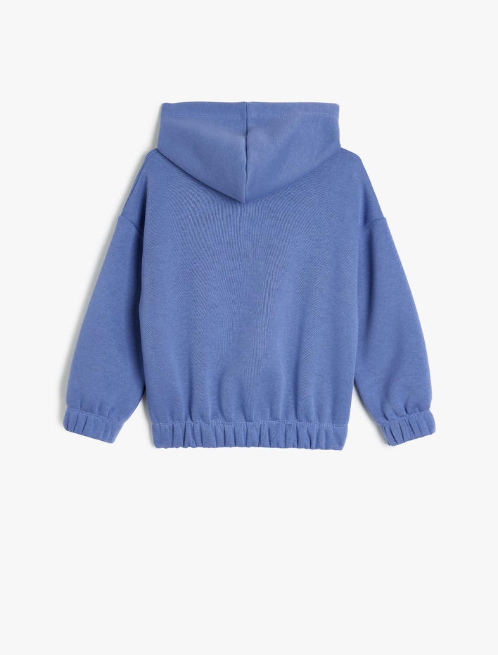 Kız Çocuk Uzun Kollu Bisiklet Yaka Baskı Detaylı Şardonlu Sweatshirt