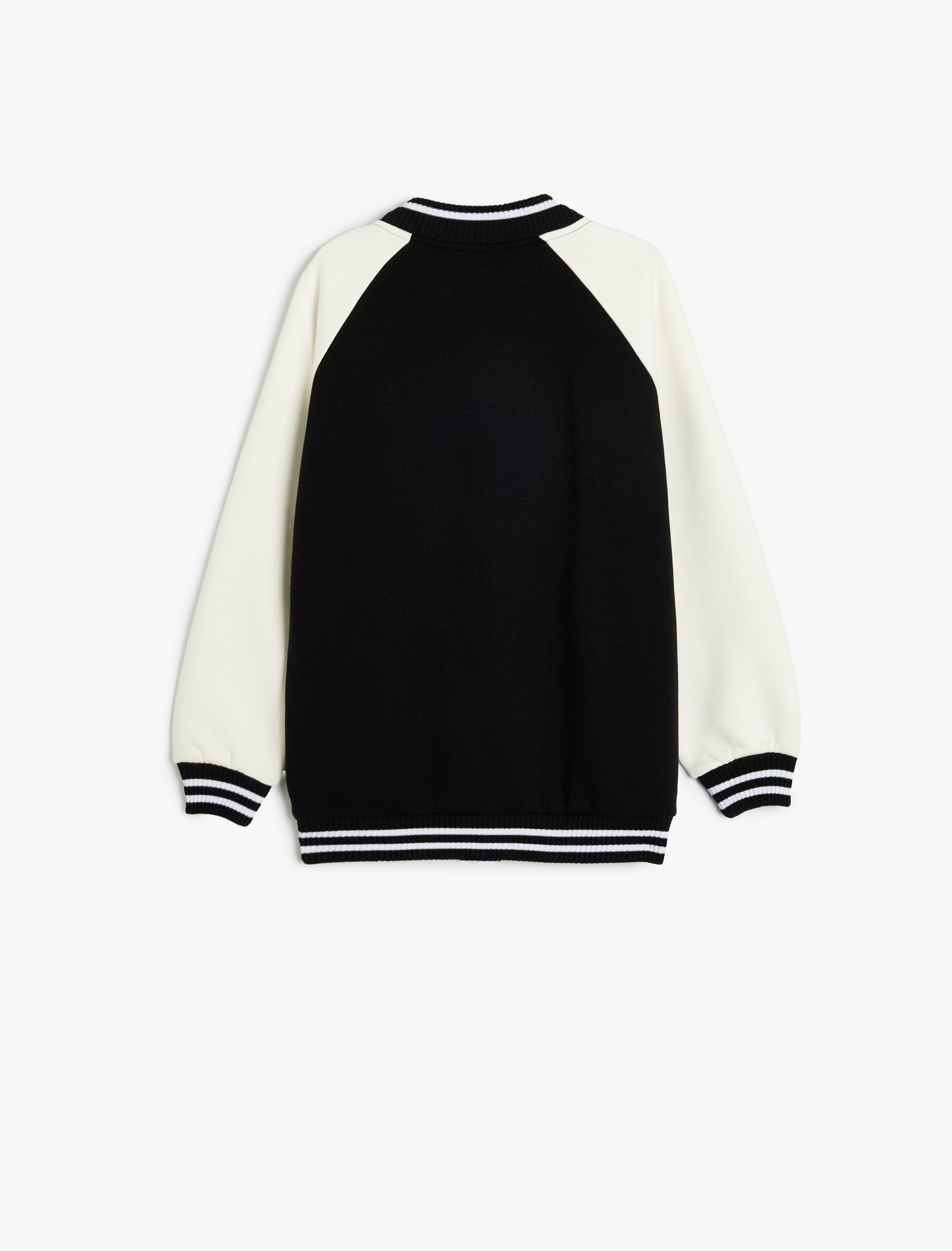 Kız Çocuk Nakış Detaylı Uzun Kollu Şardonlu Bomber Kolej Ceket